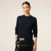 Blue Wool Crewneck Sweater with Contrasted Ami De Coeur Blue Wool Crewneck Sweater with Contrasted Ami De Coeur