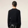 Blue Wool Crewneck Sweater with Contrasted Ami De Coeur Blue Wool Crewneck Sweater with Contrasted Ami De Coeur