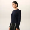 Blue Wool Crewneck Sweater with Contrasted Ami De Coeur Blue Wool Crewneck Sweater with Contrasted Ami De Coeur