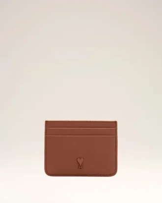Brown Cowhide Leather Ami De Coeur Card Holder Brown Cowhide Leather Ami De Coeur Card Holder