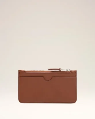 Brown Cowhide Leather Ami De Coeur Zipped Card Holder Brown Cowhide Leather Ami De Coeur Zipped Card Holder