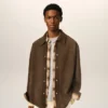 Brown Goat Leather Buttoned Overshirt Brown Goat Leather Buttoned Overshirt