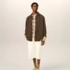 Brown Goat Leather Buttoned Overshirt Brown Goat Leather Buttoned Overshirt