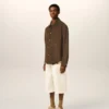 Brown Goat Leather Buttoned Overshirt Brown Goat Leather Buttoned Overshirt