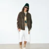 Brown Goat Leather Buttoned Overshirt Brown Goat Leather Buttoned Overshirt