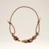 Brown Leather Ami De Coeur Pearls Necklace