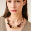 Brown Leather Ami De Coeur Pearls Necklace