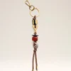 Brown Leather and Metal Ami De Coeur Pearls Keyring