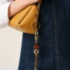 Brown Leather and Metal Ami De Coeur Pearls Keyring