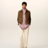 Brown Leather Buttoned Ami De Coeur Jacket