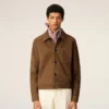 Brown Leather Buttoned Ami De Coeur Jacket