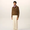 Brown Leather Buttoned Ami De Coeur Jacket