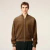 Brown Leather Zipped Jacket