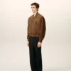 Brown Leather Zipped Jacket