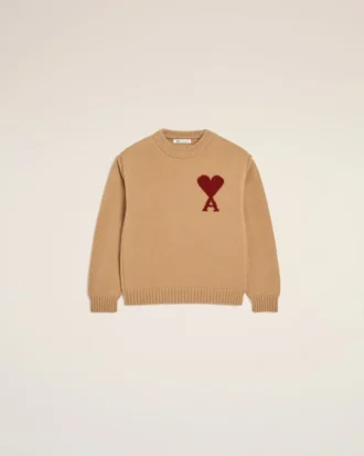 Brown Wool Ami De Coeur Crewneck Sweater Brown Wool Ami De Coeur Crewneck Sweater