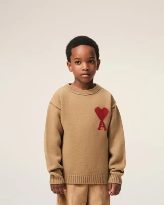 Brown Wool Ami De Coeur Crewneck Sweater Brown Wool Ami De Coeur Crewneck Sweater