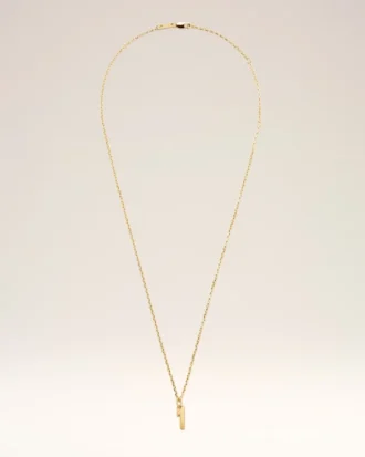 Gold Brass Hammered “1” Pendant Necklace Gold Brass Hammered “1” Pendant Necklace