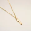 Gold Brass Hammered “1” Pendant Necklace