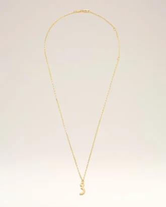 Gold Brass Hammered “3” Pendant Necklace Gold Brass Hammered “3” Pendant Necklace