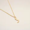 Gold Brass Hammered “3” Pendant Necklace