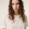 Gold Brass Hammered “3” Pendant Necklace