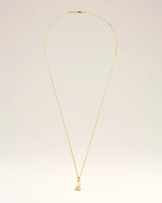 Gold Brass Hammered “4” Pendant Necklace Gold Brass Hammered “4” Pendant Necklace
