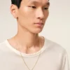Gold Brass Hammered “4” Pendant Necklace
