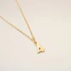 Gold Brass Hammered “4” Pendant Necklace