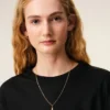 Gold Brass Hammered “4” Pendant Necklace