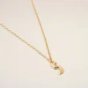 Gold Brass Hammered “5” Pendant Necklace