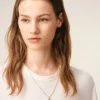 Gold Brass Hammered “5” Pendant Necklace