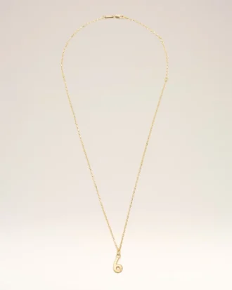 Gold Brass Hammered “6” Pendant Necklace Gold Brass Hammered “6” Pendant Necklace
