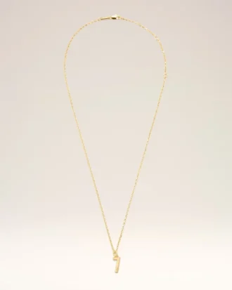 Gold Brass Hammered “7” Pendant Necklace Gold Brass Hammered “7” Pendant Necklace
