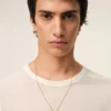 Gold Brass Hammered “9” Pendant Necklace