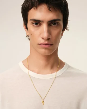 Gold Brass Hammered “9” Pendant Necklace Gold Brass Hammered “9” Pendant Necklace