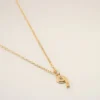 Gold Brass Hammered “9” Pendant Necklace