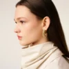 Gold Brass Pearl Earrings
