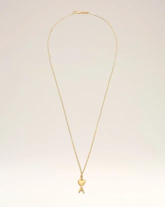 Gold Brass Thin Hammered Ami De Coeur Necklace Gold Brass Thin Hammered Ami De Coeur Necklace
