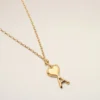 Gold Brass Thin Hammered Ami De Coeur Necklace