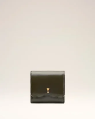Green Cow Leather Paris Paris Compact Wallet Green Cow Leather Paris Paris Compact Wallet