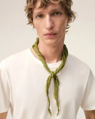 Green Polyester Crumpled Gavroche Green Polyester Crumpled Gavroche