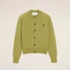 Green Wool Crewneck Ami De Coeur Cardigan Green Wool Crewneck Ami De Coeur Cardigan