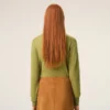 Green Wool Crewneck Ami De Coeur Cardigan Green Wool Crewneck Ami De Coeur Cardigan