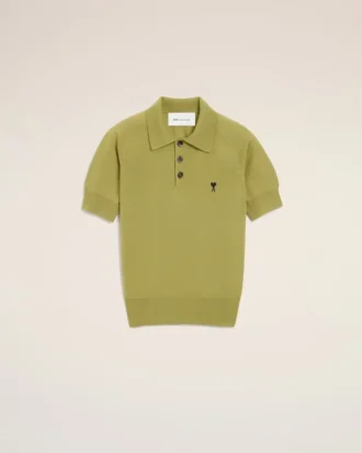 Green Wool Short Sleeves Ami De Coeur Polo