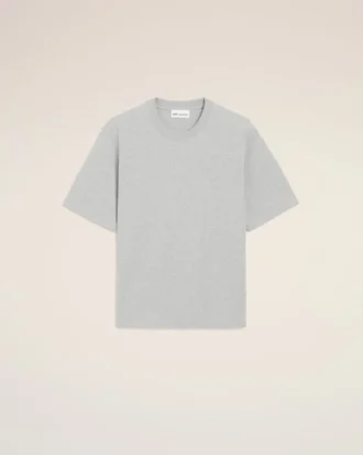 Grey Cotton Ami De Coeur Embossed T-Shirt