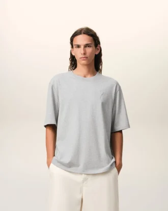 Grey Cotton Ami De Coeur Embossed T-Shirt