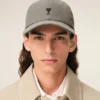 Grey Cotton Ami De Coeur Embroidery Cap