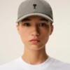 Grey Cotton Ami De Coeur Embroidery Cap