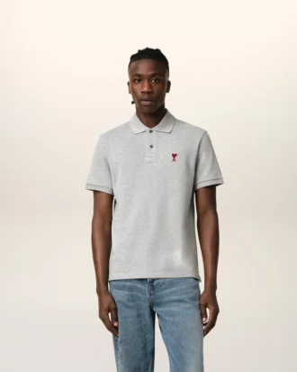 Grey Cotton Ami De Coeur Polo Shirt