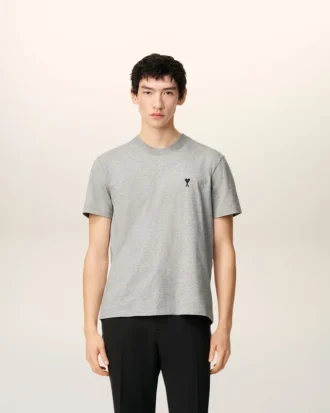 Grey Cotton Contrasted Adc Tshirt
